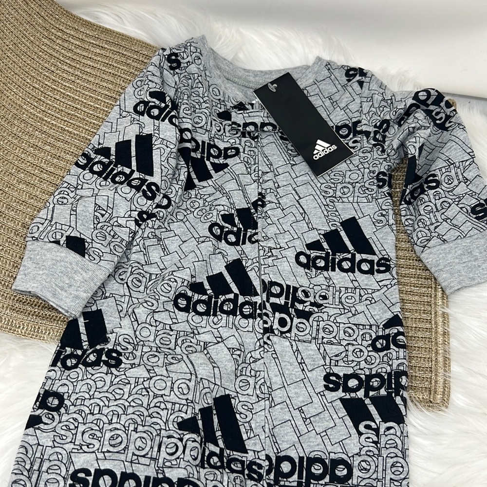 Adidas Regular Fit Allover One Piece Footie Coveralls Babies 9Months